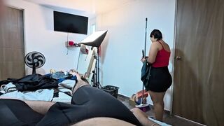 Mature Maid Rides 18-year-old Boy's Cock After She Kept Teasing Him While Cleaning