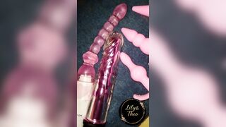 Greedy wife explores new sex toys (part 3): all at once and a real, big cock.