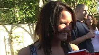 College girl Daisy Marie goes slutty with her girlfriends at frat party