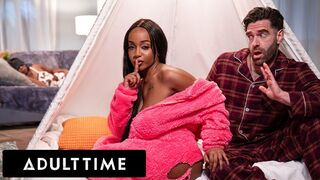 ADULT TIME - Lily Starfire Seduces Stepdaddy For Sneaky Fuck In Same Room As Oblivious Stepmom!