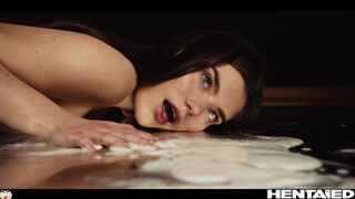 Real Life Hentai - Girl fucks another herself in the mirror with huge double dildo