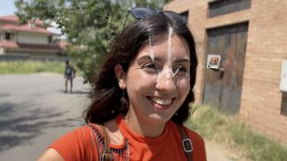 Crazy Girl Sucking Dick in the Bushes - Huge Facial Public Cumwalk