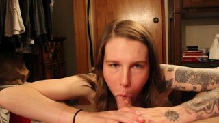 Hot girlfriend loves sucking this huge cock