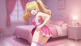 blonde cheerleader shows you her tight body