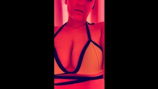 Red Light Therapy Bed in Neon Bikini Huge Natural Tits