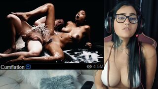 PORN REACT Cumflation & Creampie Compilation - Latina & Ebony Big Booty Girls Filled with Insane Loads
