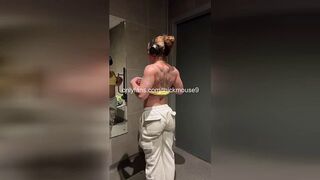 Thick Teen Leaks Virgin Pussy While Stretching – Massive Cumshot Follows!