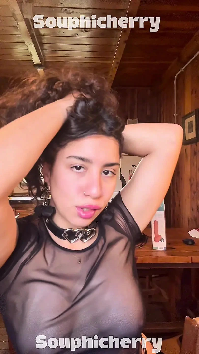 Horny Latina in sheer top - soft BDSM self spanking