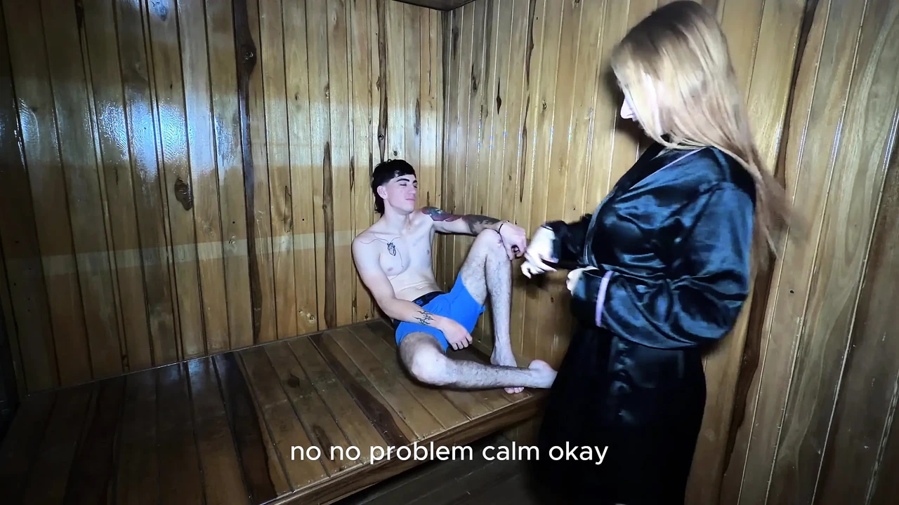 Beautiful Blonde Latina In Sexy Lingerie Fucks A Stranger In The SAUNA AND GETS A CUMSHOT INSIDE