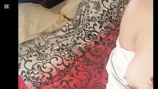 Delicious tits smeared with whipped cream are about to be devoured by the perverted guy with the fucking hairstyle