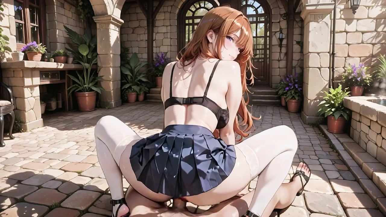 Busty Japanese Waifu in Lacy Lingerie White Stockings Gets Passionate Outdoor Creampie in Traditional Garden 3D Hentai