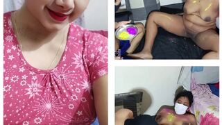 Desi Boudi Colorful Holi Play Fucking Sex Part- 1