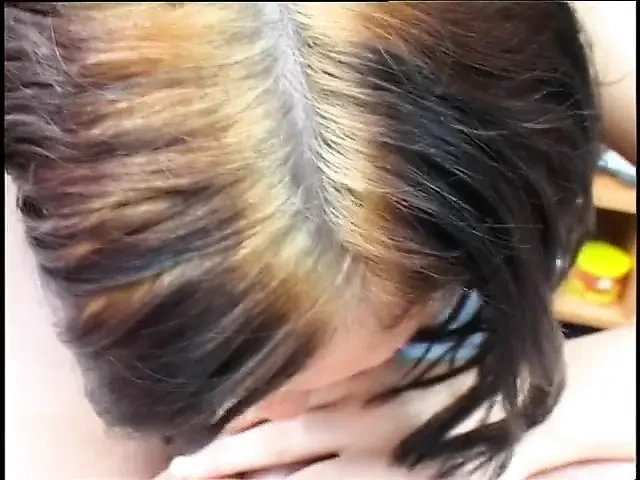 Cute amateur teen sucking on his cock