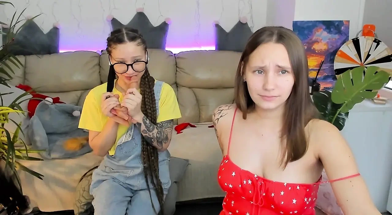 2 whores had a job interview over a video call and began to undress to pass it