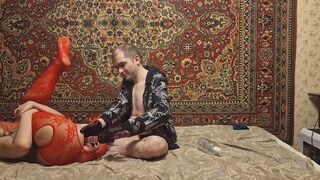Man fuck beautiful Russian girl Anastasia anal dildo home amateur