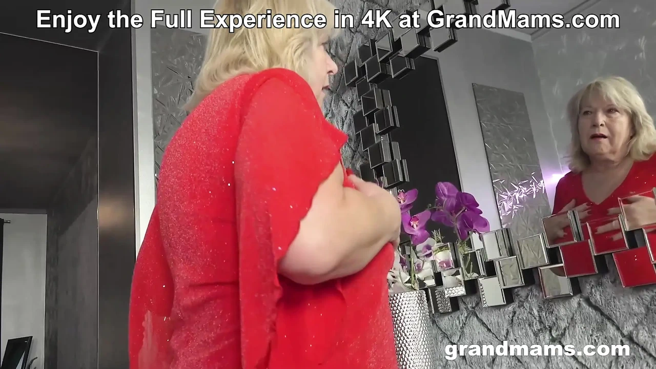 70yo Granny Plays with a Tiny Glass Dildo while Moaning Loudly at GrandMams