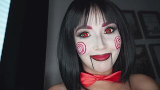 Agatha Vega Dressed as Saw the Riddler Plays with Christian Clay's Cock