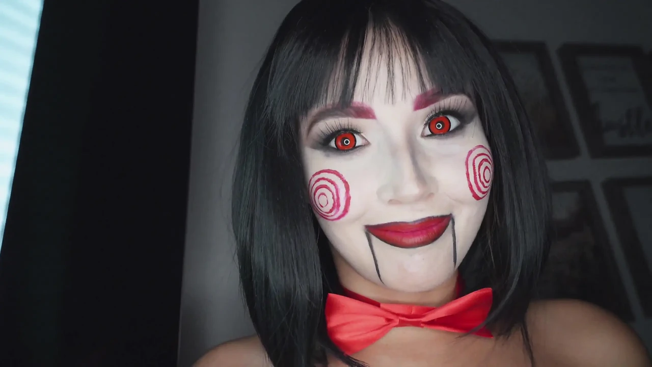 Agatha Vega Dressed as Saw the Riddler Plays with Christian Clay's Cock