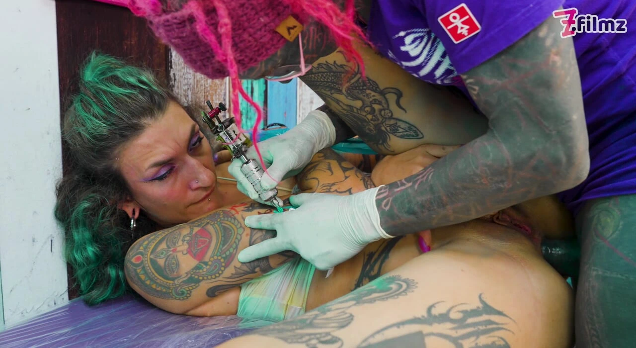 WILD ANAL fuck during TATTOO session for ITALINA pornstar
