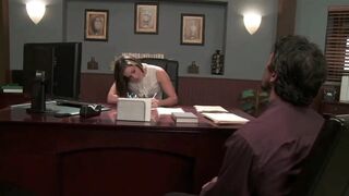 Big ass secretary in nylons likes to suck Tommy's Gunn cock