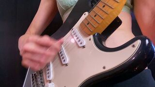 Playing Guitar in a bra + Veiny Hands / Nails Focus