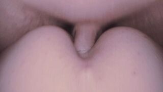 Hard veiny cock cums in tight girls ass