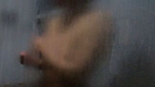 We finished having sex and she's still touching herself in the shower