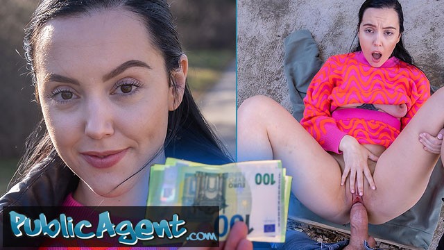 Public Agent - Young Spanish brunette with pert tits seduced in public into outdoor blowjob and sex