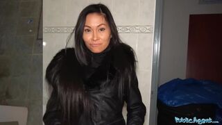 Public Agent Hot Thai beauty fucked hard in horny gas station toilet fuck