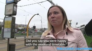 PublicAgent Bibi fucks a stranger outside for a free rail card