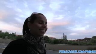 PublicAgent Sexy brunette takes cash for sex offer outside