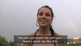 PublicAgent Busty brunette gets wet outdoors