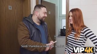 VIP4K. A man meets sweet ginger at the mall and her for money