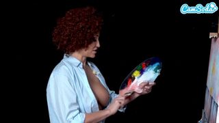 Big Tits MILF Ryan Keely Cosplay As Bob Ross Gets Horny During Painting Tutorial