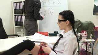 Teacher spanks schoolgirl and cums on her face - Dane Jones