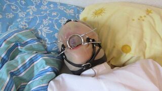 Moaning orgasm in breathplay mask and straightjacket with Magic Wand (2014)