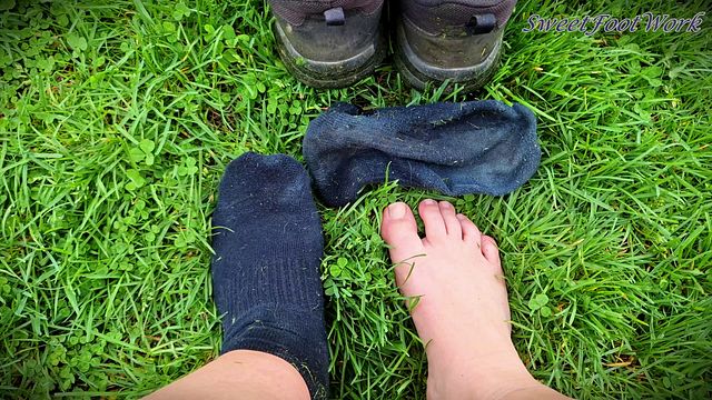 Sweaty Stinky Dirty Mowing Socks and Tennis Shoes for You to Cum Worship - Let Me Put My Smelly Feet in Your Face