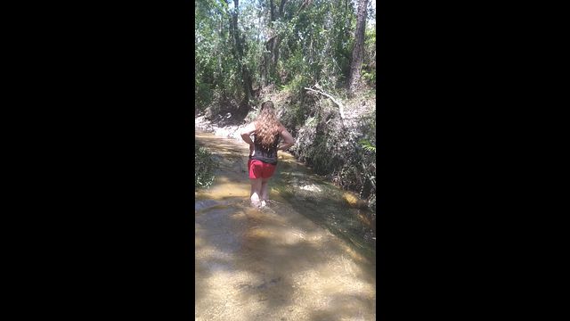 POV Cute Country Girl On Her Hands and Knees In Dirty Spring Water Enjoying The Simplest Things In Life