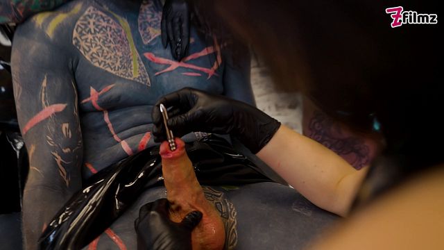 Three Cruel Latex Goddesses Destroy Tattooed Slave with Deep Sounding & Urethral Fingering