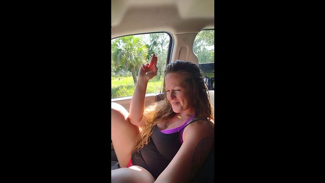Country Girl In Short Pink Shorts With Her Cleavage Showing While Driving In Dodge Ram Truck Out In The Country