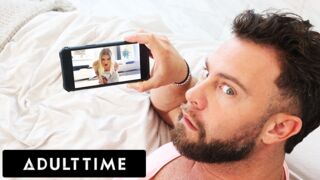ADULT TIME - Sky Wonderland Fingers Herself Thinking She's Alone Until She Catches Roommate Watching
