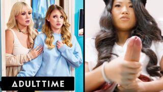 ADULT TIME - Futanari Hentai Fan Alona Bloom Caught Jerking Off By New College Roommate Melody Marks