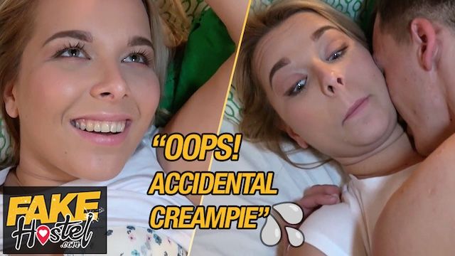 Fake Hostel - chubby babe gets accidental creampie sharing a room