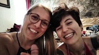 POV Double Blowjob with Natalie and Thea