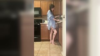 smoking in the kitchen turns into masturbating in the kitchen