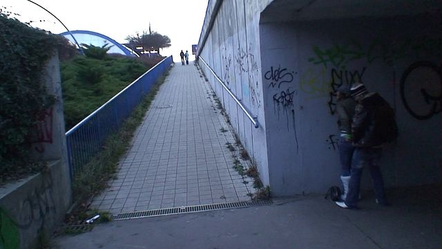 He picks her up from the train station, and then they fuck and give each other blowjobs all over the place on the way home.
