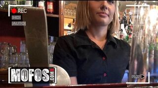 VINTAGE MOFOS - Hot Barmaid Rihanna Samuel Flashes Her Tits To A Customer Before She Sucks His Cock