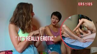 Ersties - Yumi's hands massage June's hairy pussy