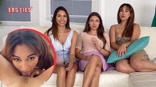 Ersties: Sexy Babe Invites Her Two Brunette Friends Over For Hot Lesbian Sex