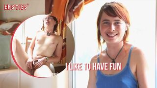 Ersties: Amateur Redhead Plays With Her Hairy Pussy And Cute Tits